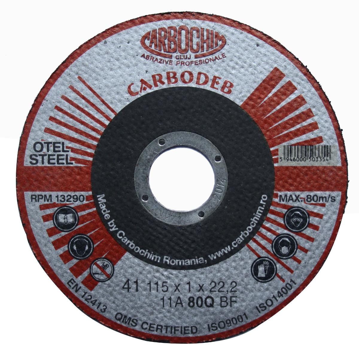 Disc debitare otel, 11ABACH1TRS, 115 x 22.2 x 1 mm