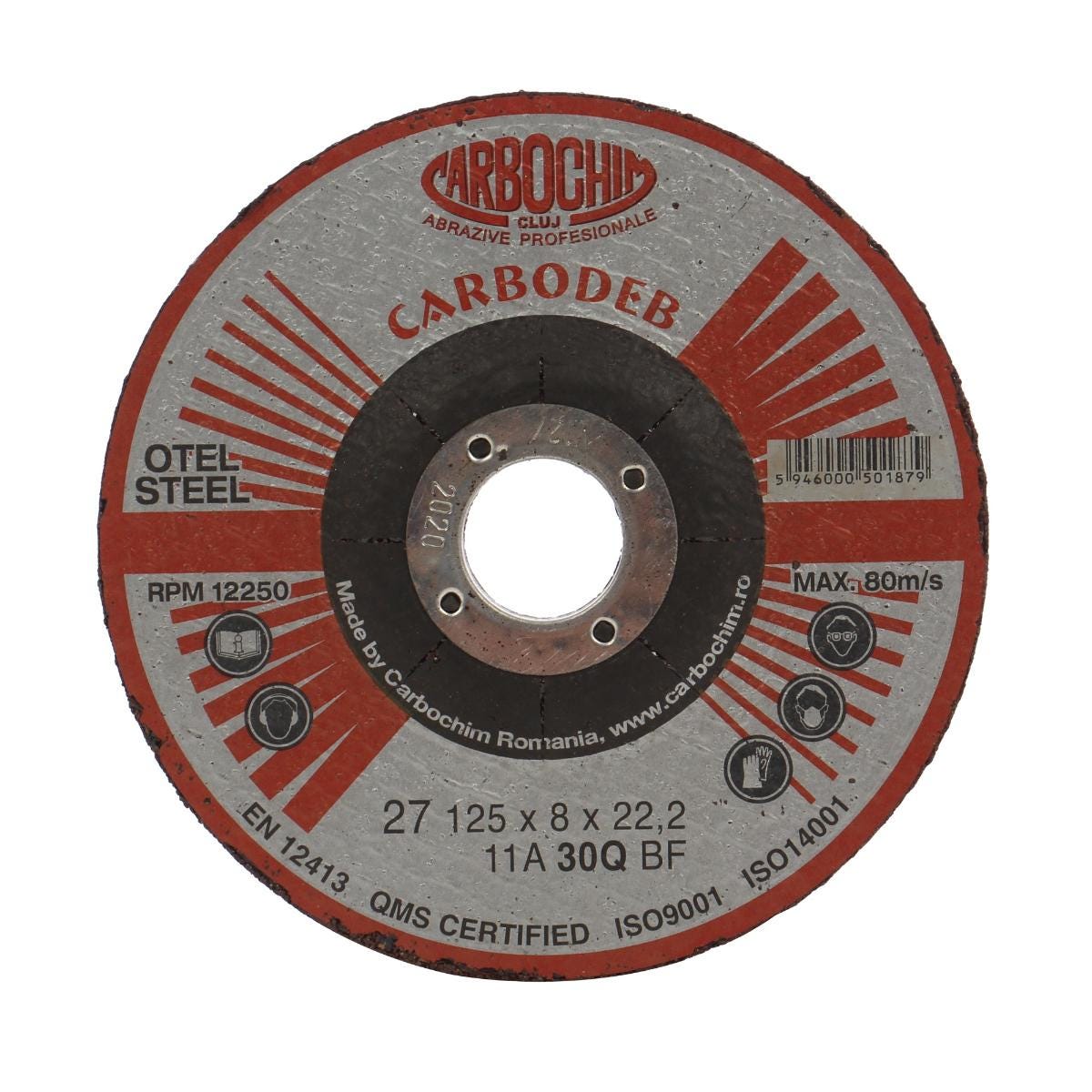 Disc polizare otel, 11ABACH27E, 125 x 22.2 x 8 mm