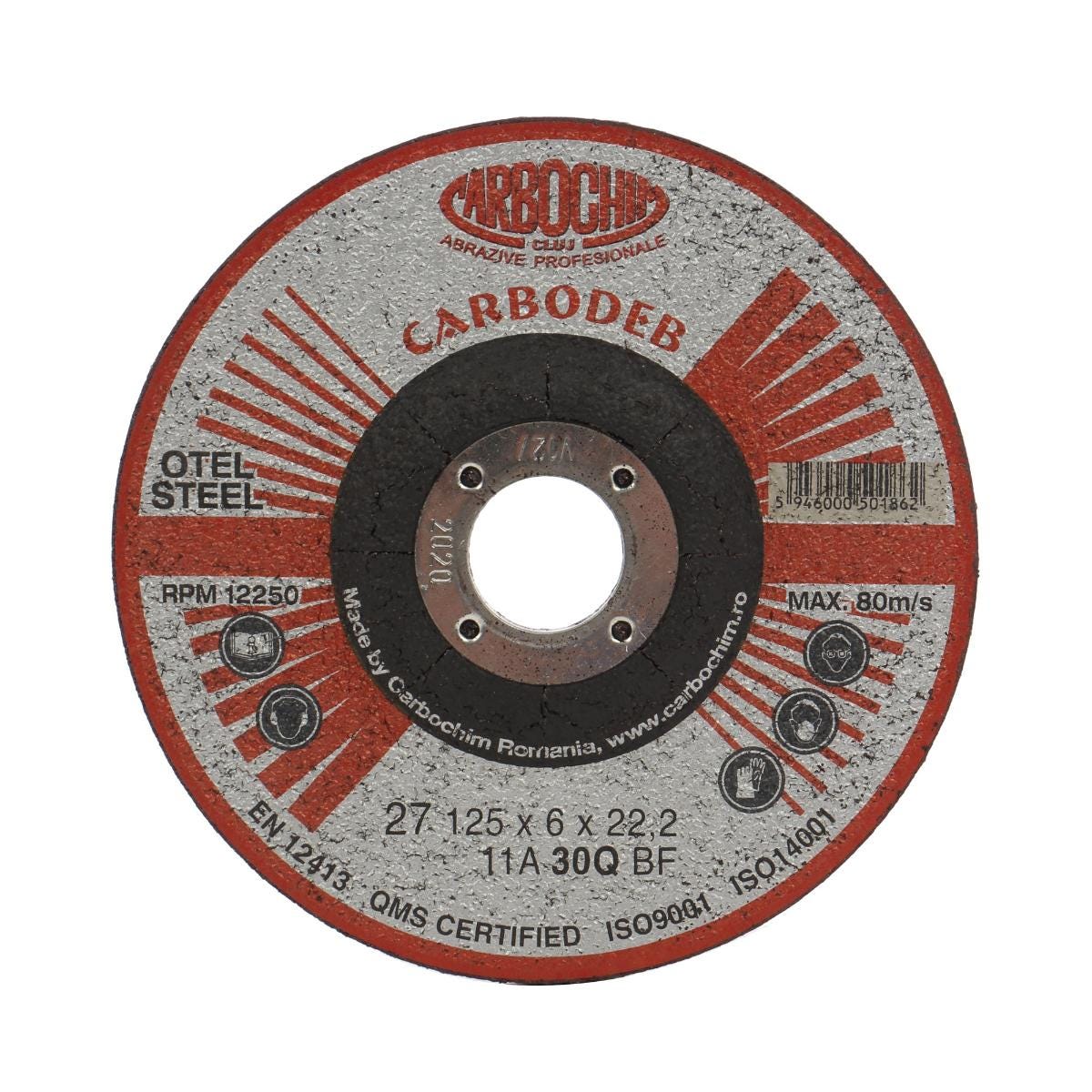 Disc polizare otel, 11ABACH27E, 125 x 22.2 x 6 mm