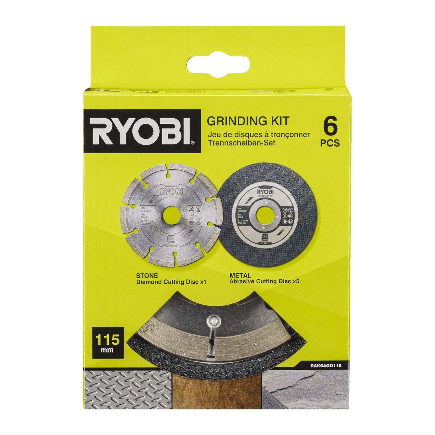 Kit discuri de taiere pentru polizor unghiular de 115 mm (6 bucati) - RAK6AGD115