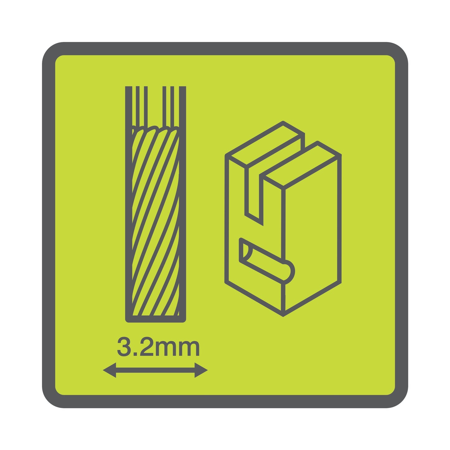Accesoriu dreptunghiular din carbura de 3,2 mm - RAR107