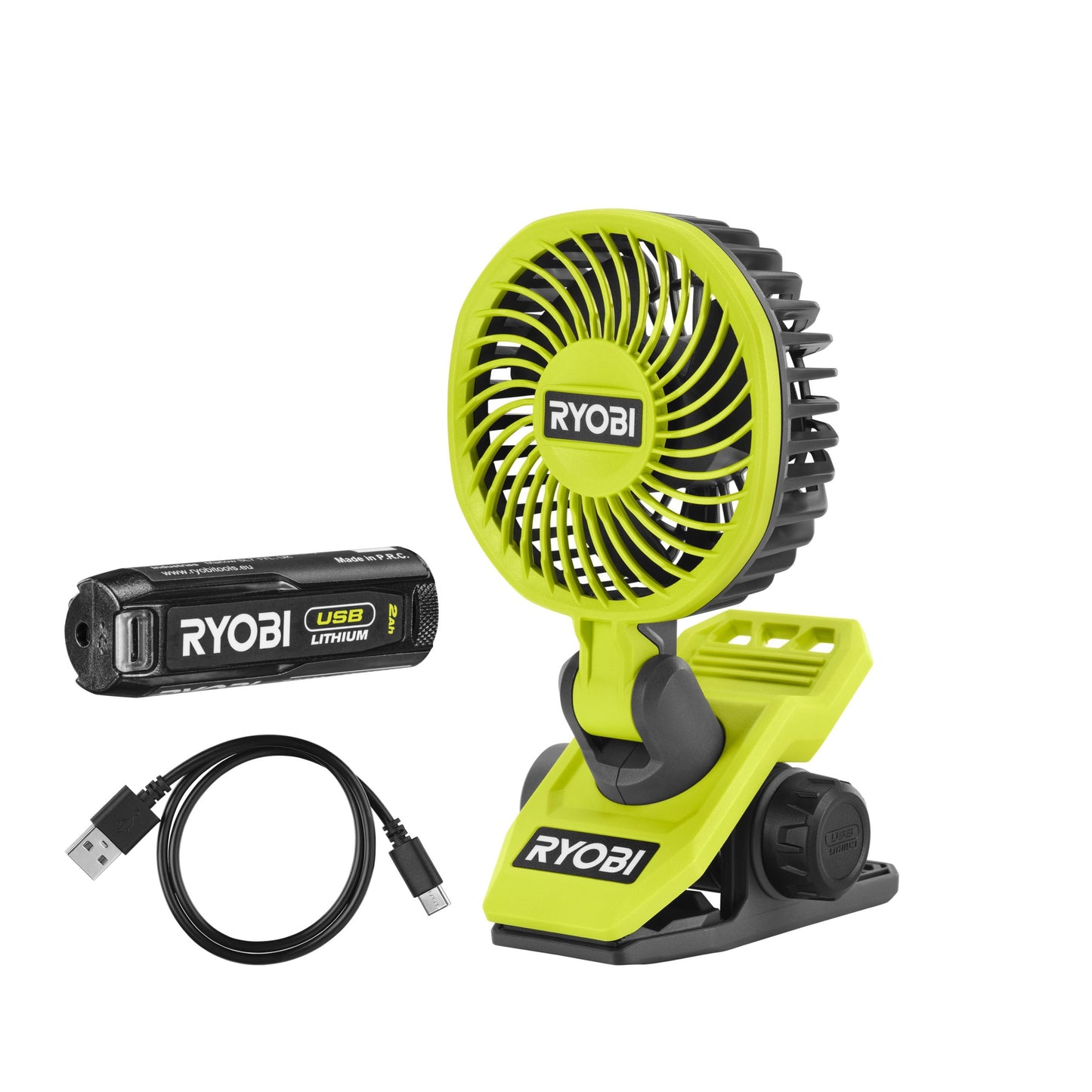 Ventilator USB Lithium 4V cu clema, cu acumulator 2.0Ah - RCF-120G