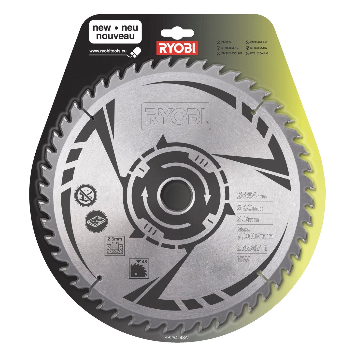 Panza 254 mm pentru fierastrau taieri inclinate - SB254T48A1