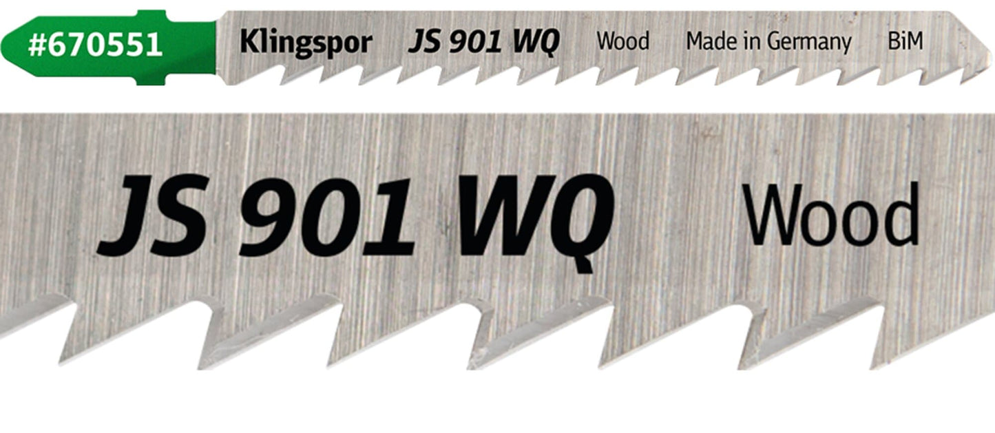 Panza pentru fierastrau vertical / pendular, pentru lemn de esenta tare / placaj / OSB, JS901WQ, 100 x 8 mm, set 5 bucati