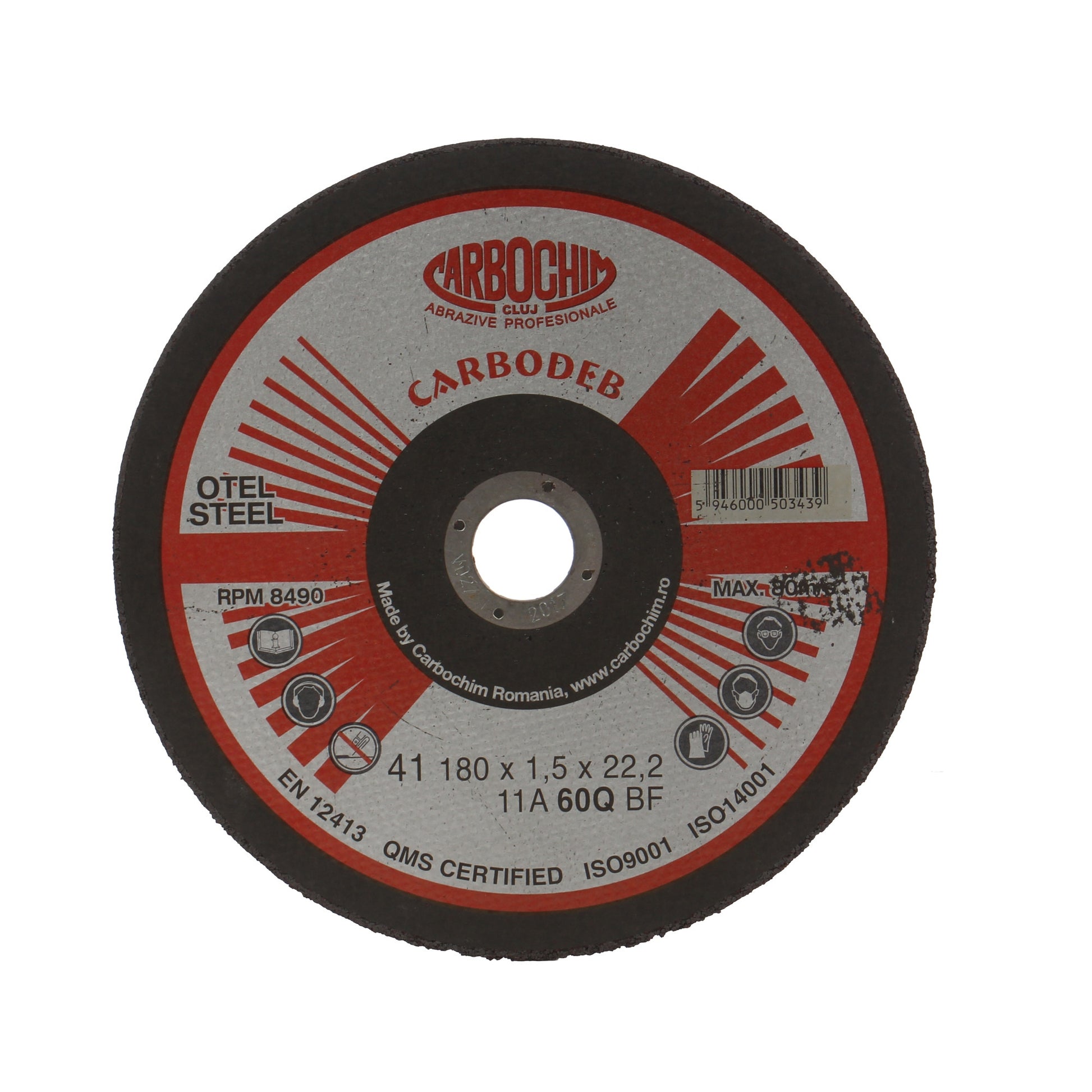 Disc debitare otel, 11A60Q4B, 180 x 22.2 x 1.5 mm