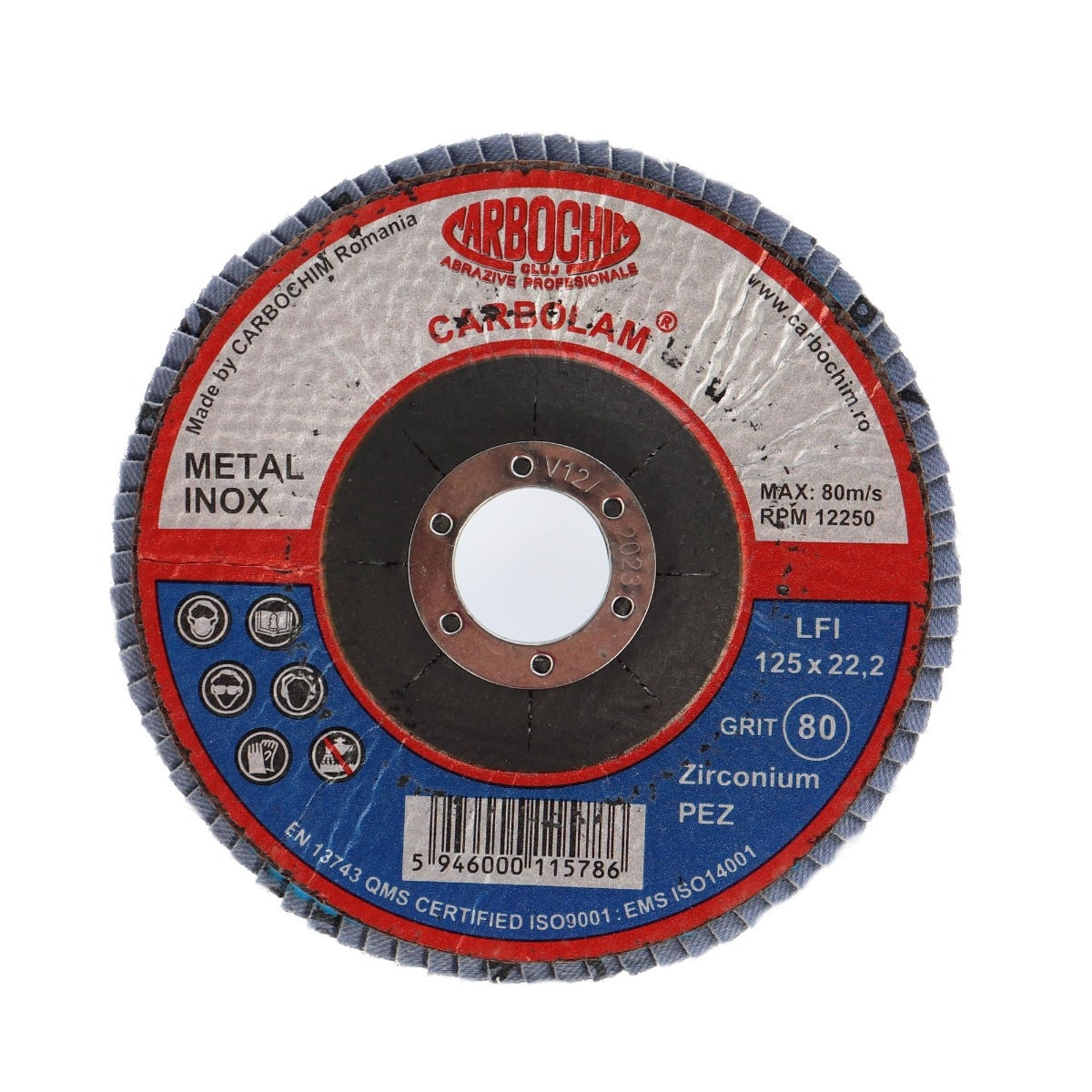 Disc lamelar frontal, pentru otel / inox, SFI, 125 x 22 mm, granulatie 80