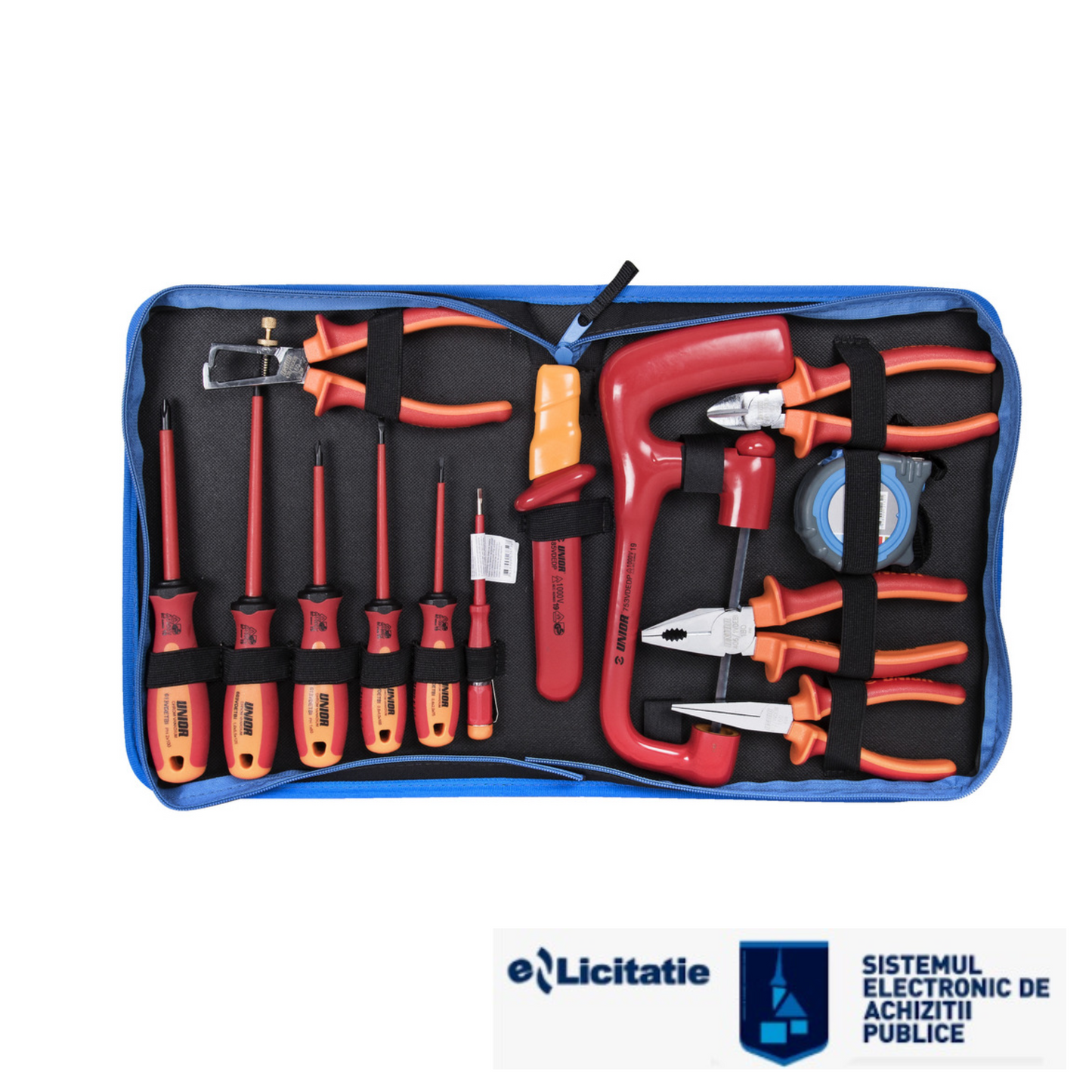 Set de scule VDE BI in husa tip mapa Unior - 905VDEBI