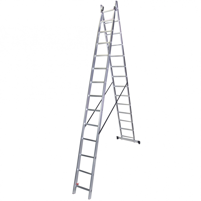 Scara dubla aluminiu BISONTE STR214 2 x 14 trepte inaltime maxima 6,8 m