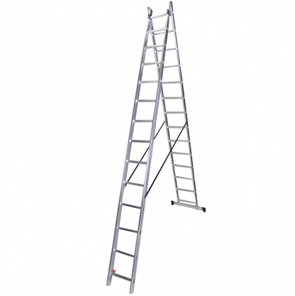 Scara dubla aluminiu BISONTE STR214 2 x 14 trepte inaltime maxima 6,8 m