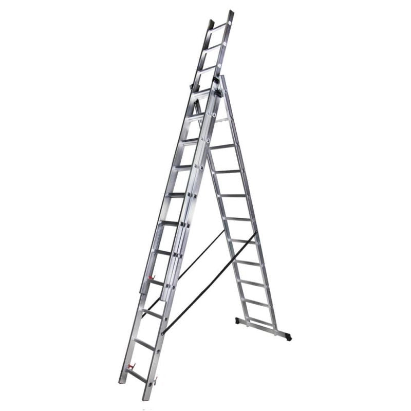 Scara tripla aluminiu BISONTE STR311 3 x 11 trepte inaltime maxima 7.5 m