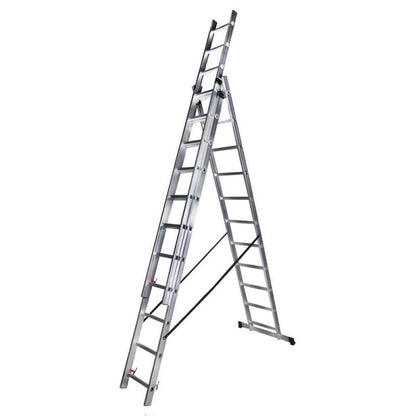 Scara tripla aluminiu BISONTE STR311 3 x 11 trepte inaltime maxima 7.5 m