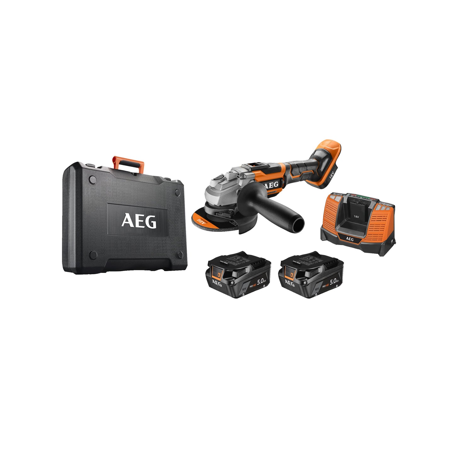 Polizor unghiular AEG Polizor unghiular 125 mm 18 V cu motor fără perii și comutator glisant, BEWS18-125BL-502C, 4935464417