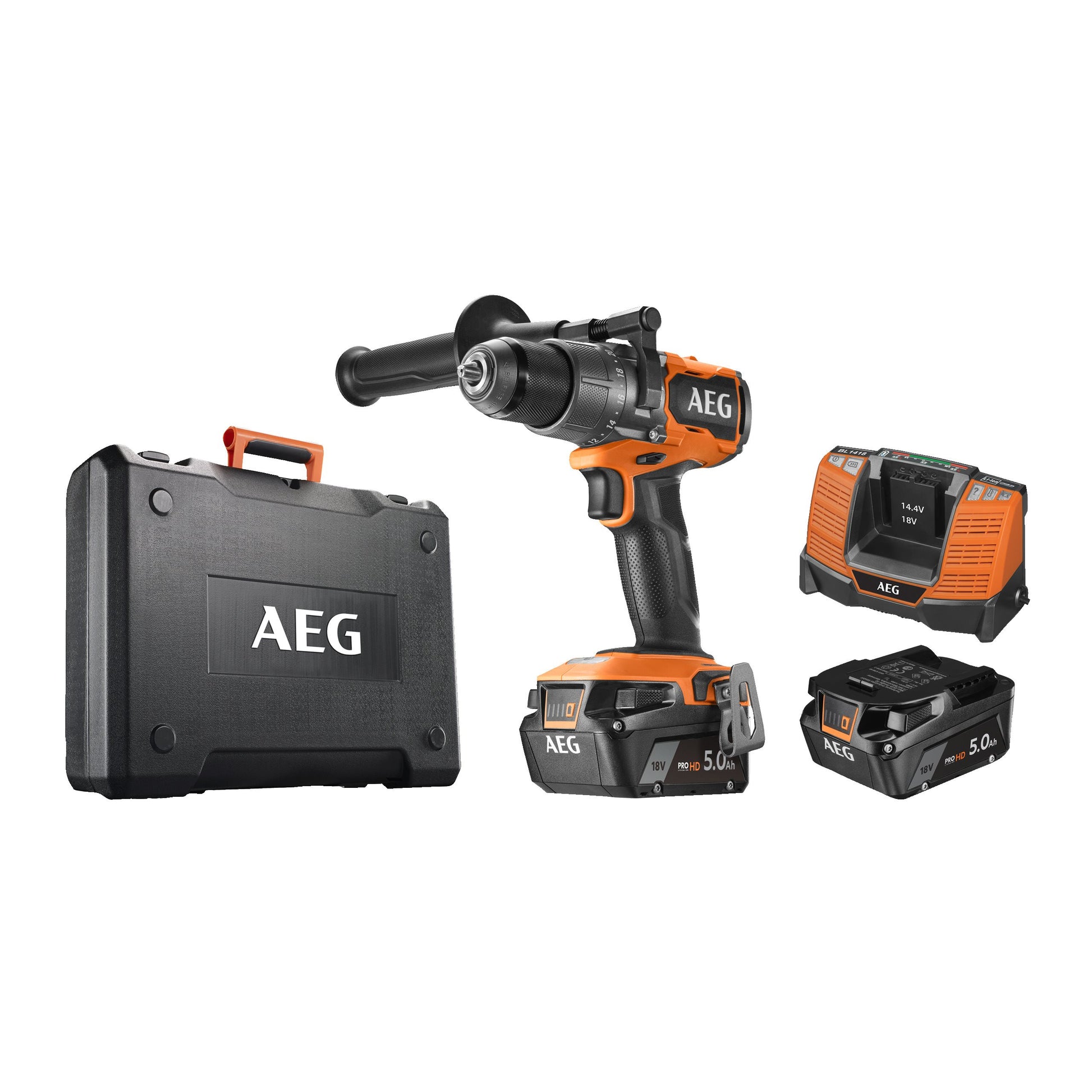 Mașină de găurit cu percuție AEG Mașină de găurit cu percuție 18V, motor fără perii, BSB18C3BL-502C, 4935478939