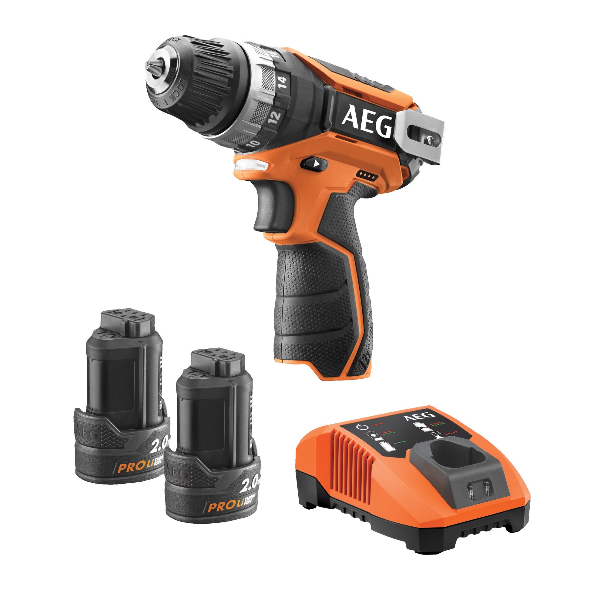 Mașină de găurit și înșurubat AEG Mașină de găurit/înșurubat cu 2 viteze ultra-compactă 12 V, BS12C2 LI-202C, 4935447867