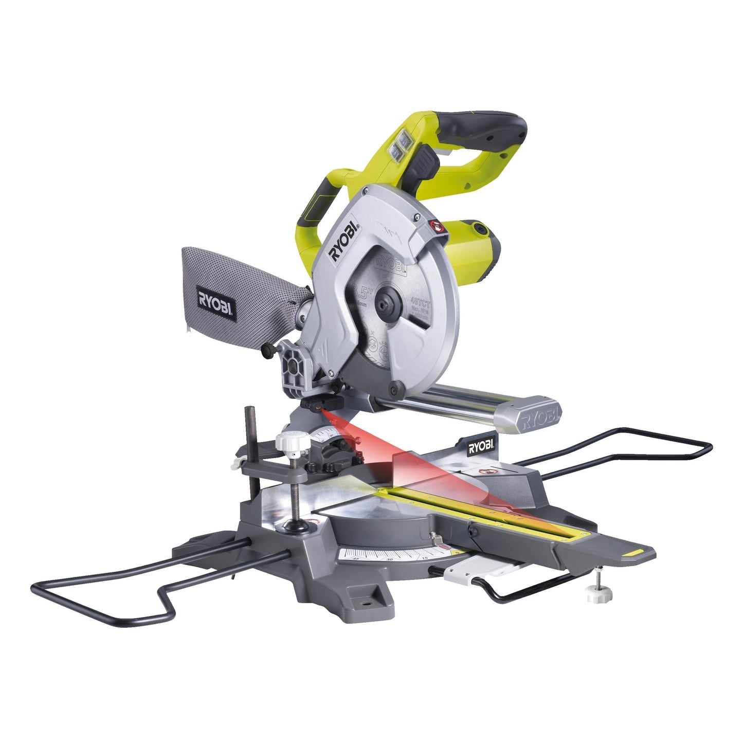 EMS216L - Mitre saw 1500W with laser, 216 mm, blade, 2x extensions, 1 x clamp, dust bag, wrench