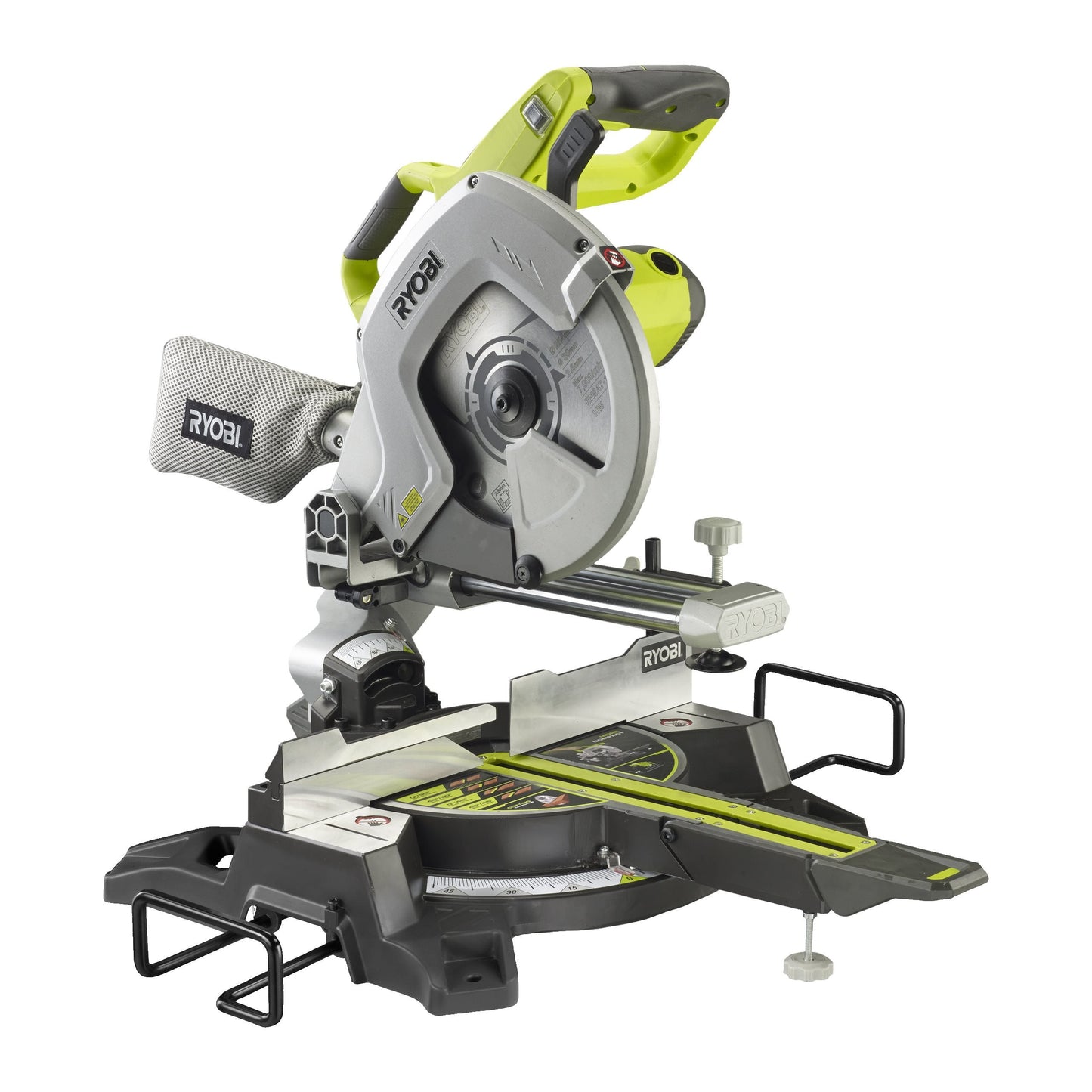 EMS254L - Mitre saw 2000W with laser, 254 mm, 24-teeth TCT blade, 2x extensions, 1 x clamp, dust bag, wrench