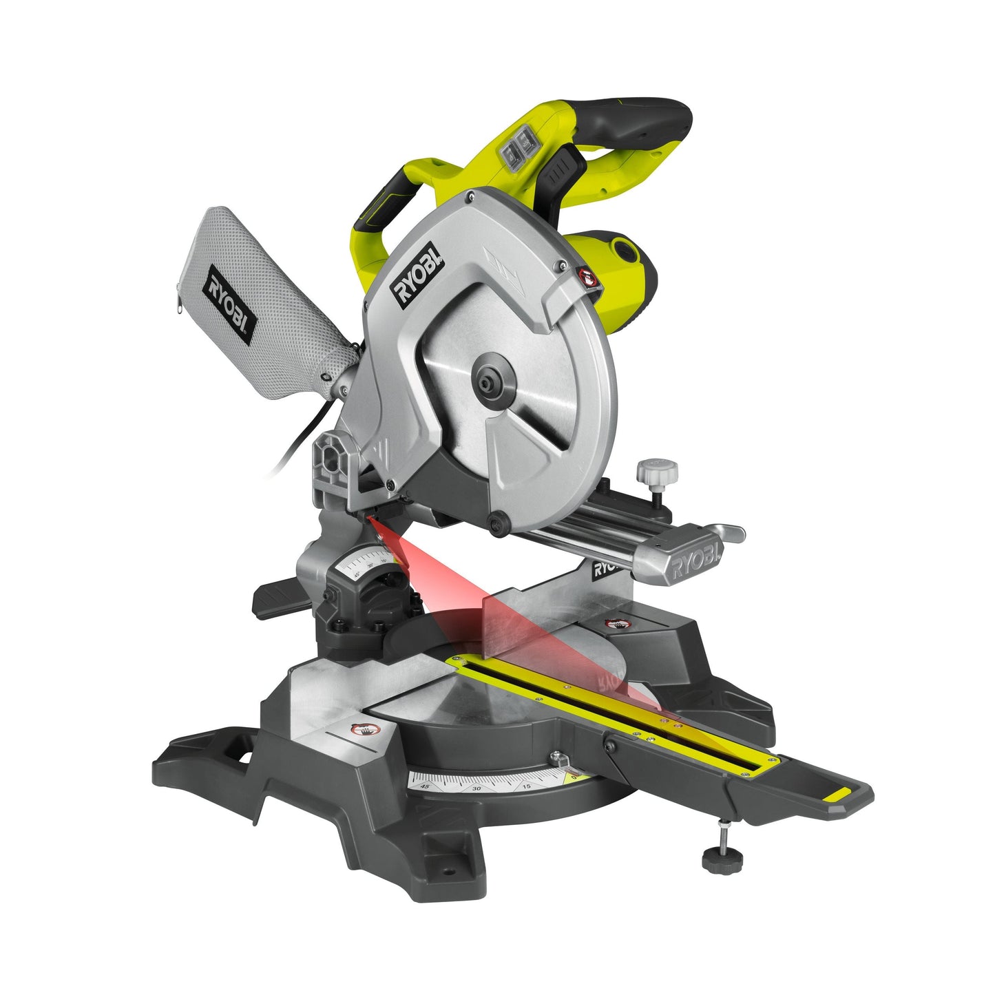 EMS254L - Mitre saw 2000W with laser, 254 mm, 24-teeth TCT blade, 2x extensions, 1 x clamp, dust bag, wrench