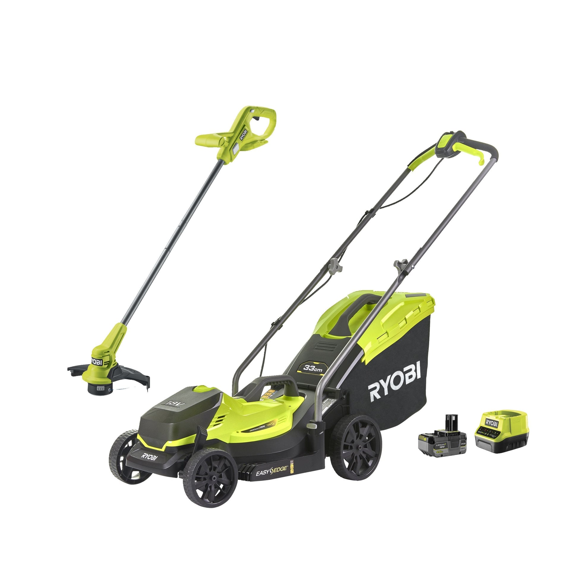 Set masina de tuns gazon 33 cm si trimmer 18V ONE+, cu acumulator 4.0Ah - OLM1833LT23A-140