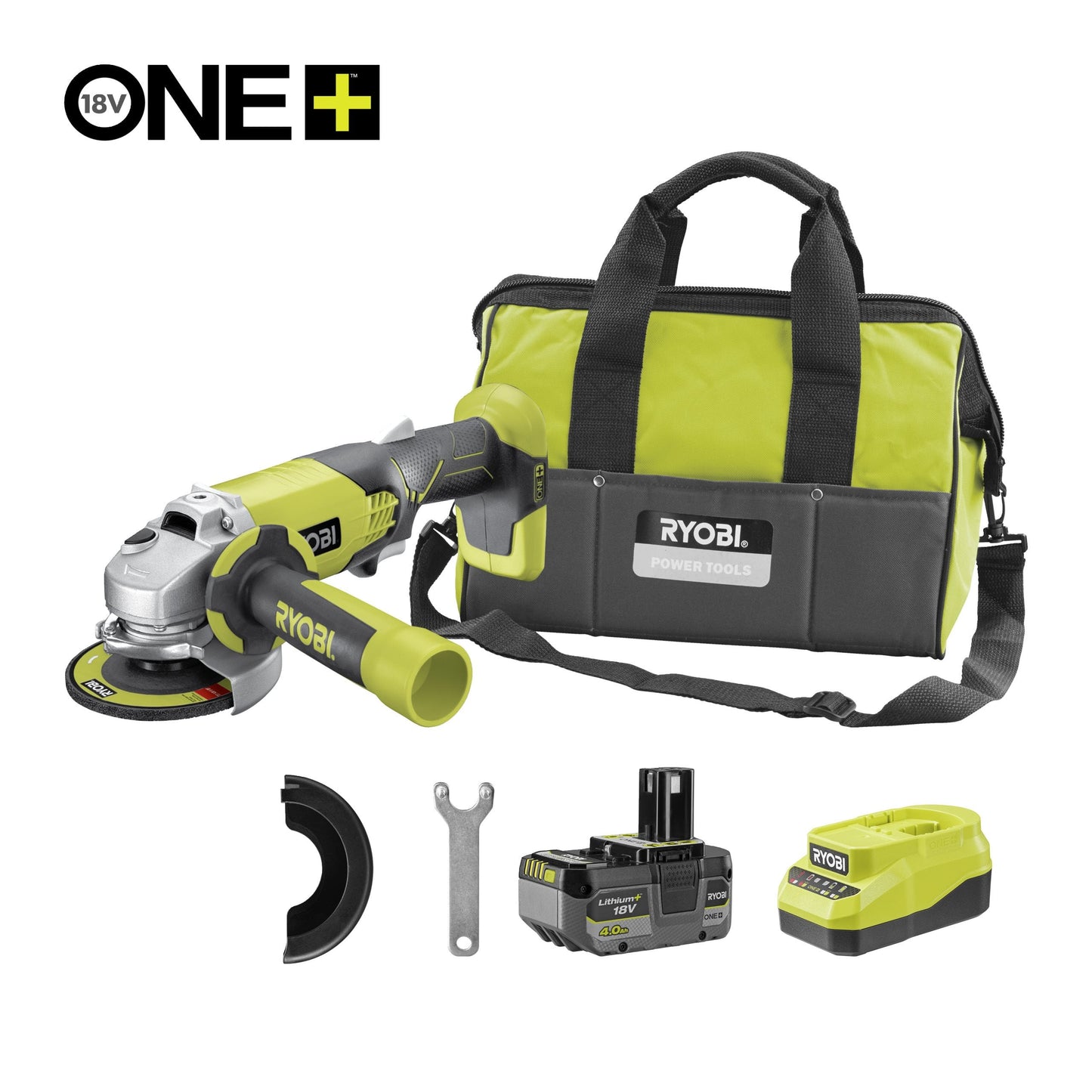 Polizor unghiular 18V ONE+, cu acumulator 4.0Ah - R18AG-140S