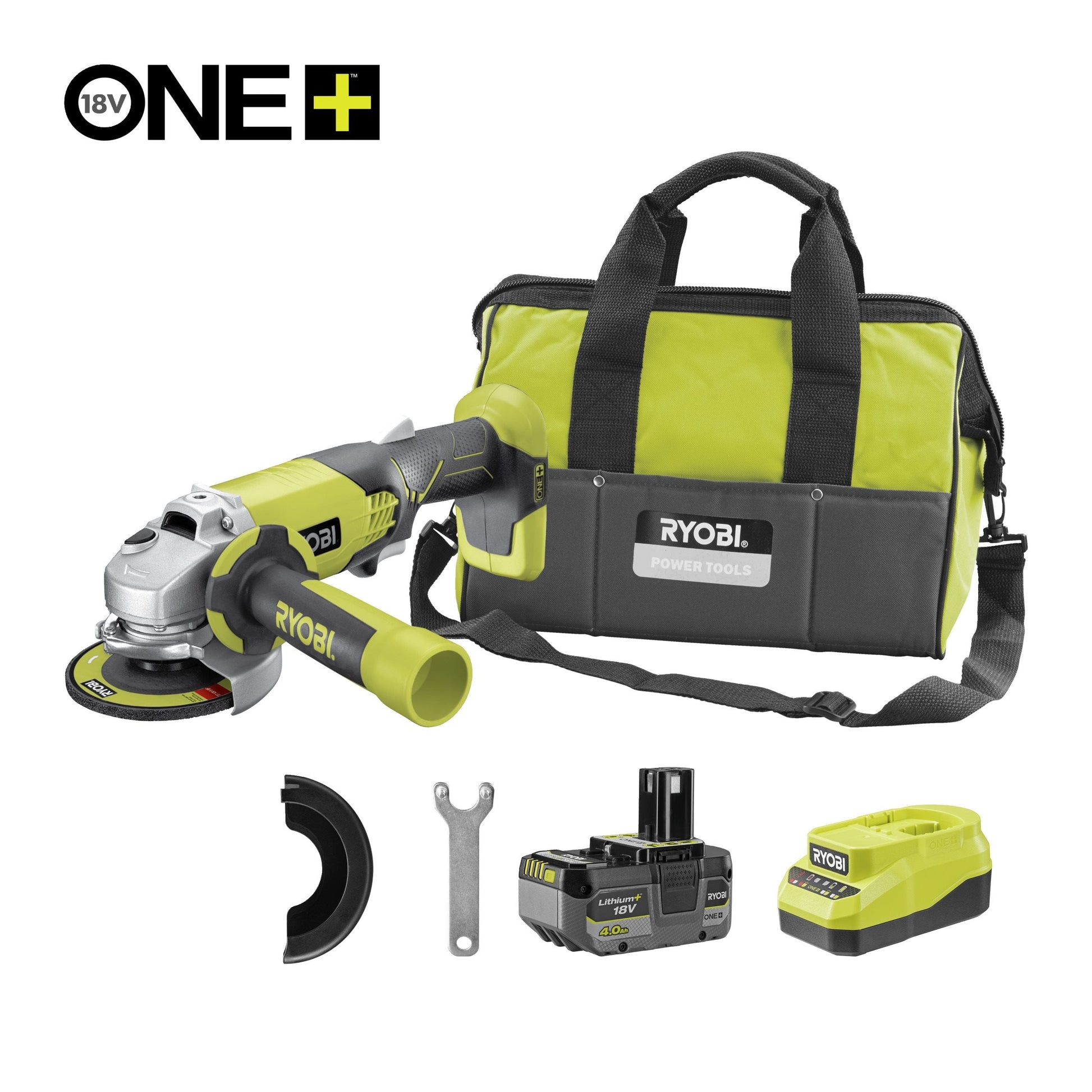 Polizor unghiular 18V ONE+, cu acumulator 4.0Ah - R18AG-140S