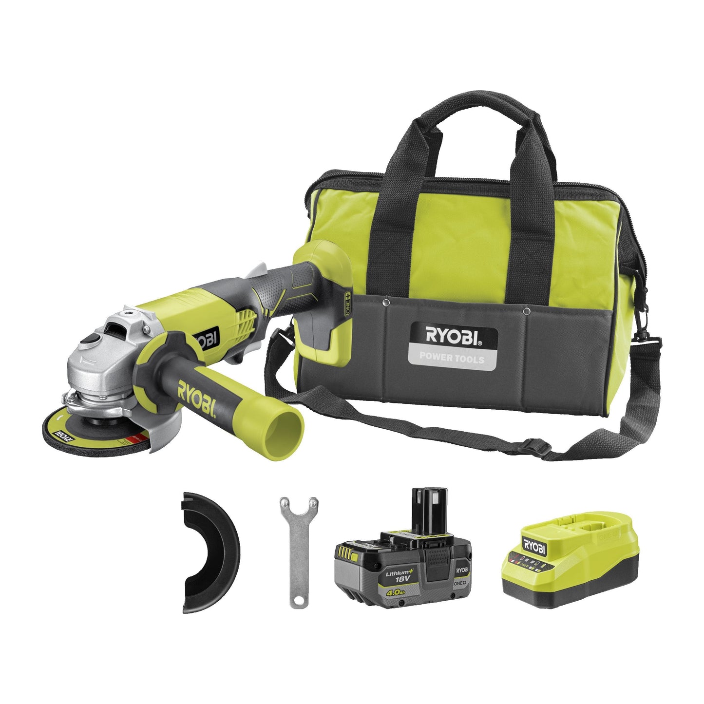 Polizor unghiular 18V ONE+, cu acumulator 4.0Ah - R18AG-140S