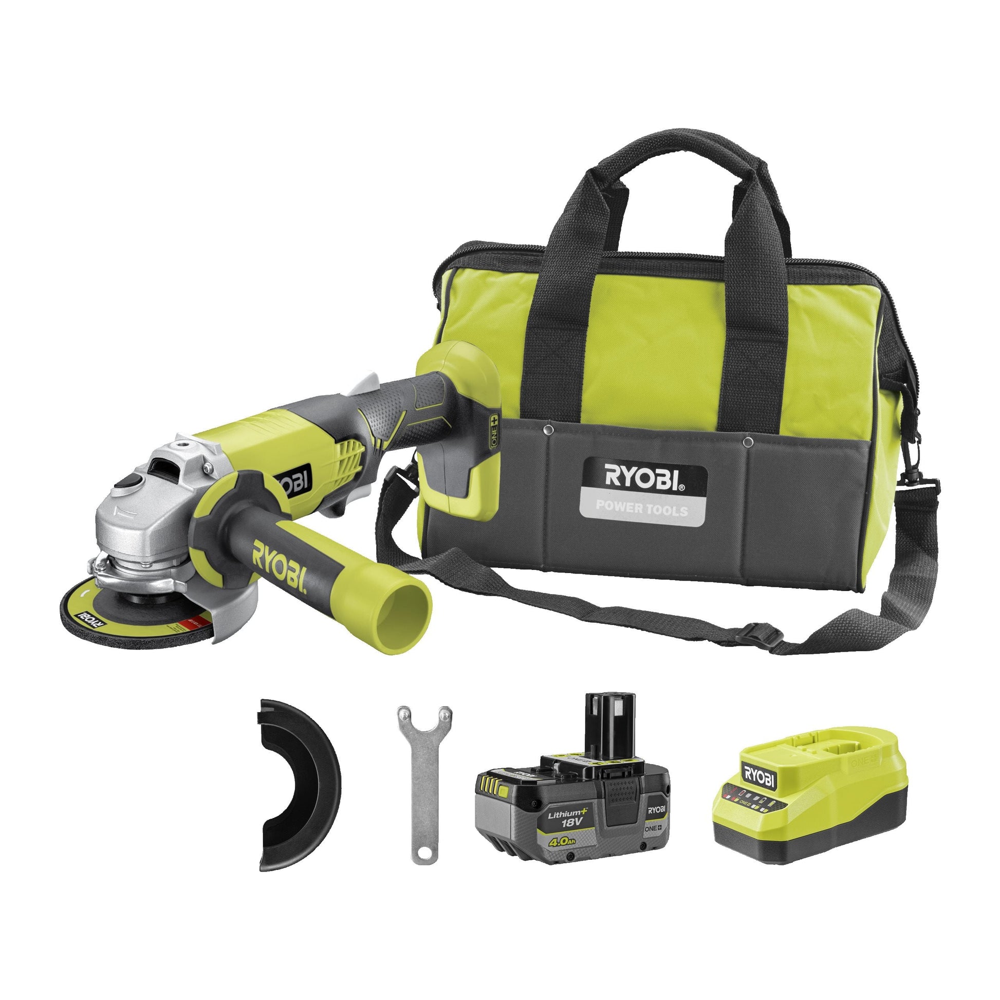 Polizor unghiular 18V ONE+, cu acumulator 4.0Ah - R18AG-140S