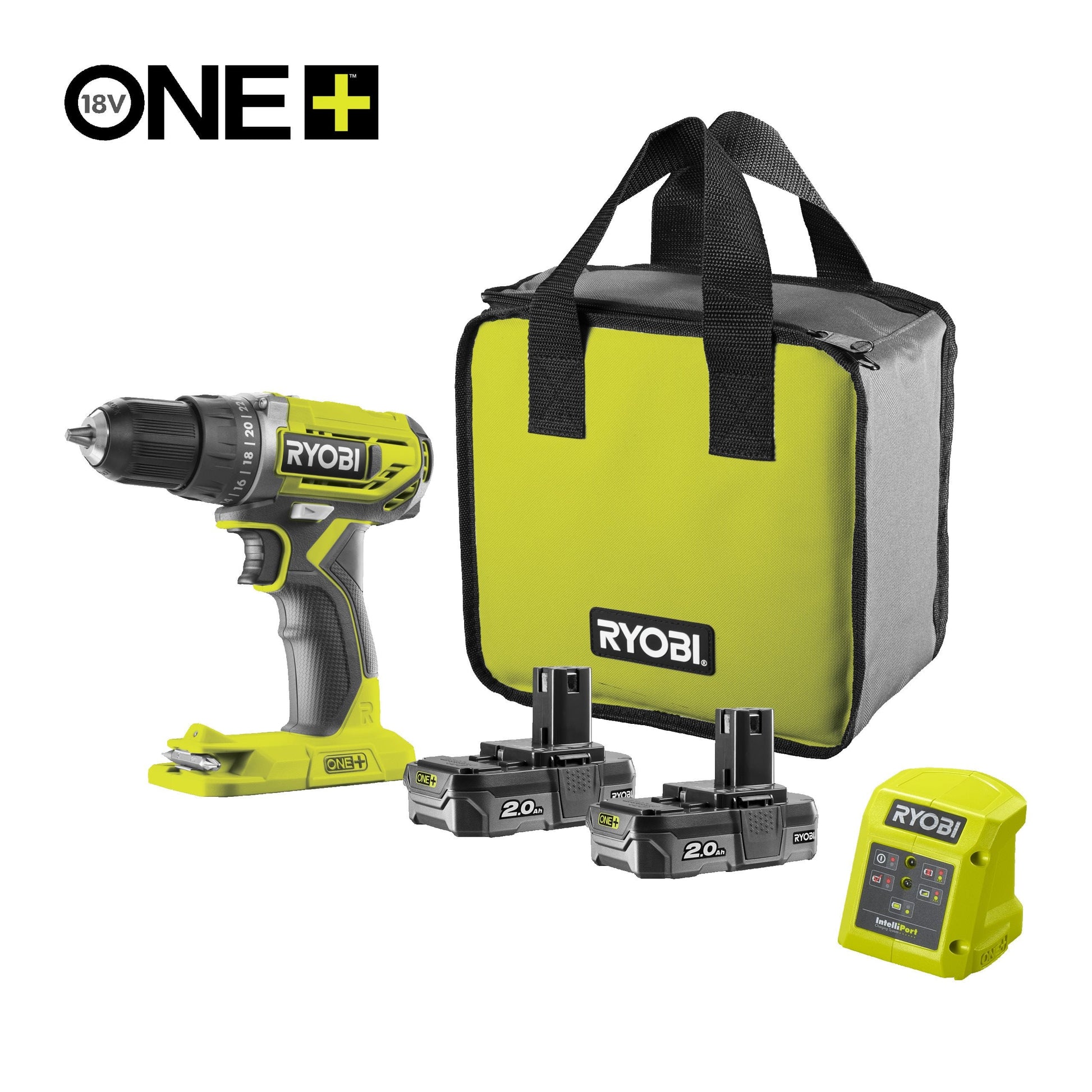 Masina de gaurit/insurubat 18V ONE+, cu 2 acumulatori de 2.0Ah - R18DD2-220S