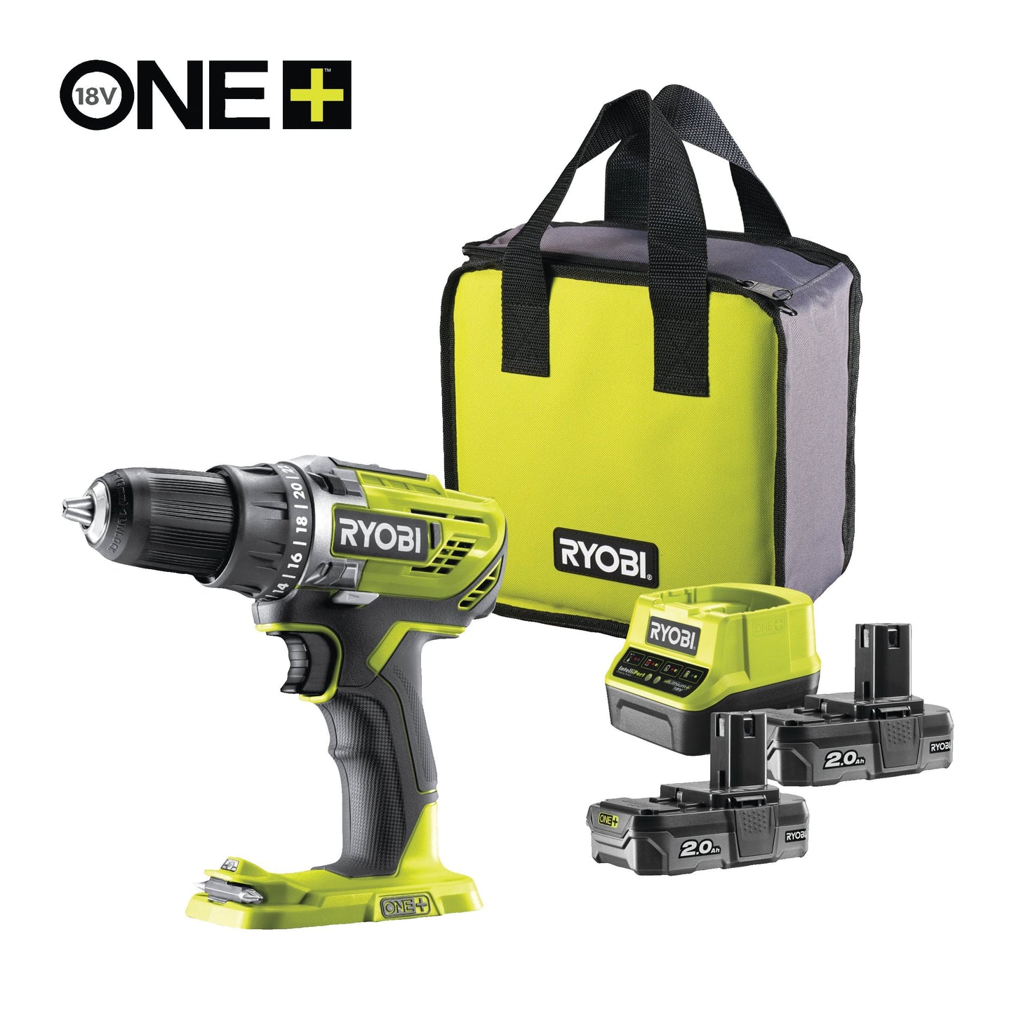 Masina de gaurit/insurubat 18V ONE+, cu 2 acumulatori de 2.0Ah - R18DD3-220S