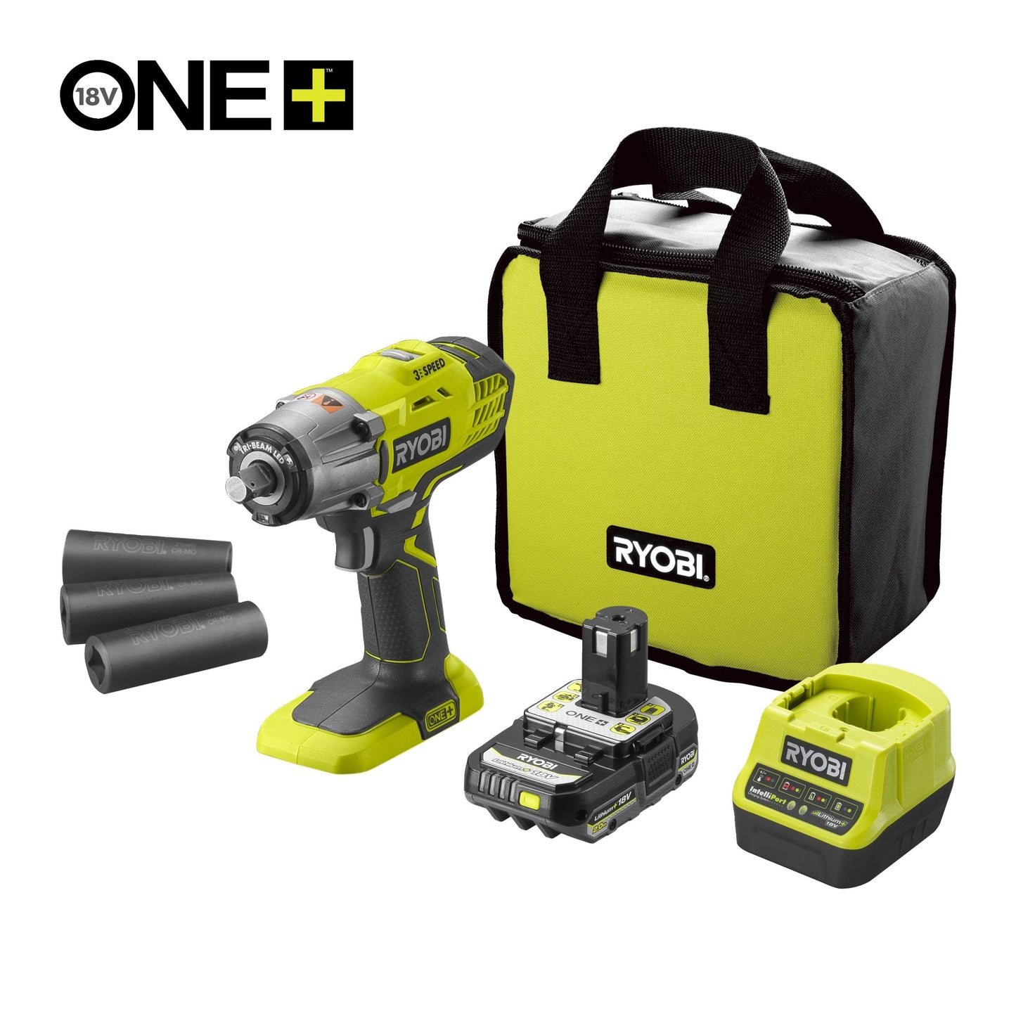 Cheie de impact 18V ONE+, 3 viteze, cu acumulator 2.0Ah - R18IW3-120S