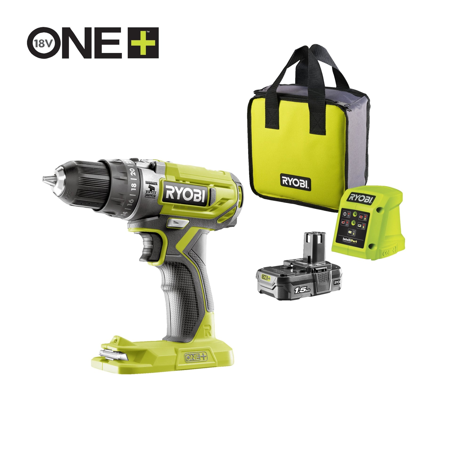 Masina de gaurit cu percutie 18V ONE+, cu acumulator 1.5Ah - R18PD2-115S