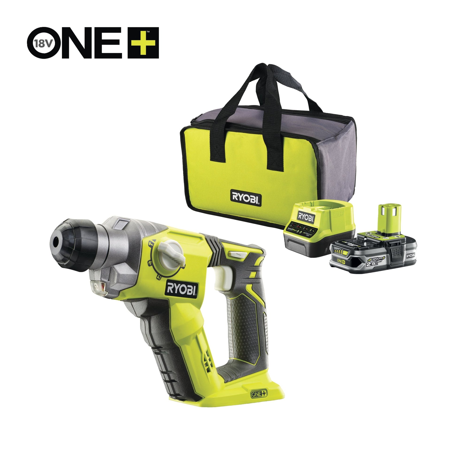 Ciocan rotopercutor SDS+ 18V ONE+, cu acumulator 2.5Ah - R18SDS-125S