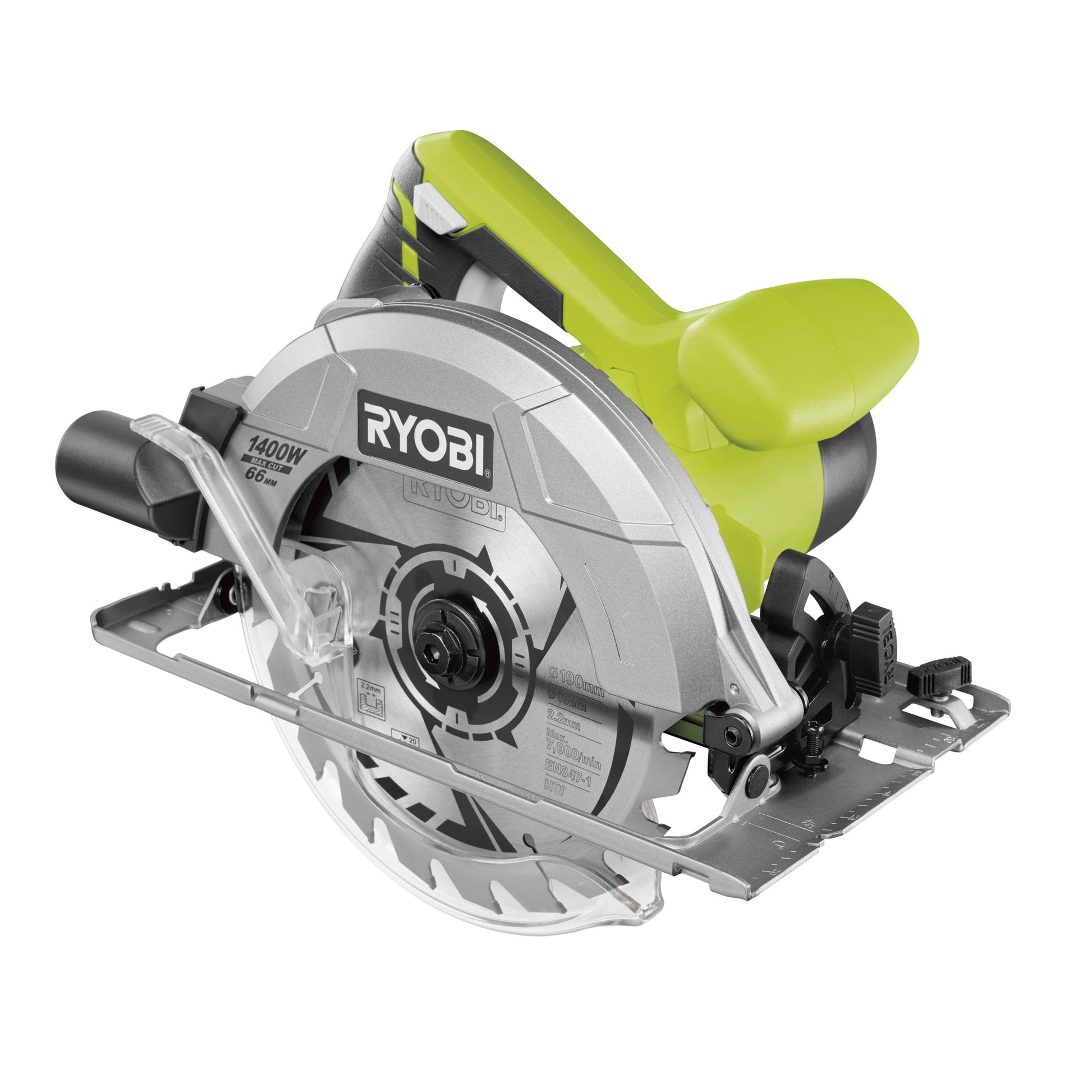 RCS1400-G - Circular saw 1400W, disc 190 x 16 mm, depth of cut up to 66 mm, 1 x 20-tooth TCT blade, key, carton
