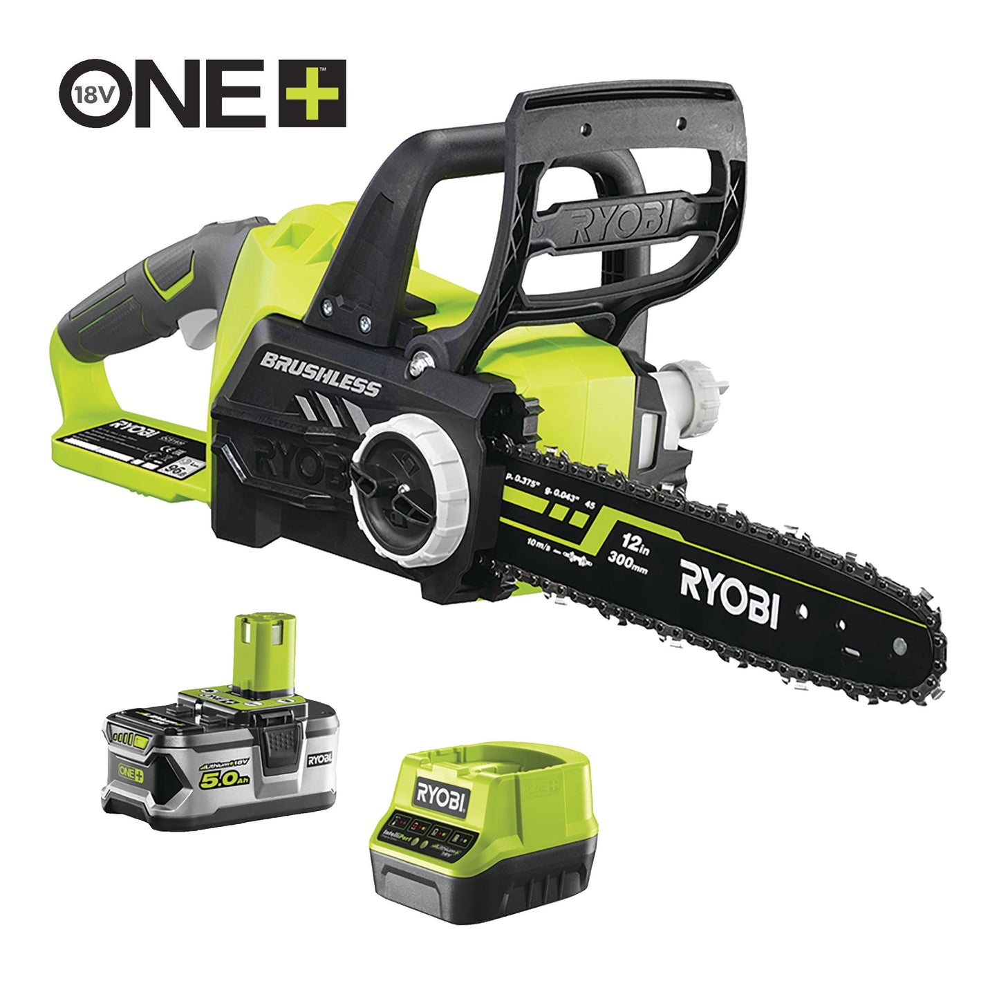 Fierastrau cu lant 18V ONE+ brushless, lama 30 cm, cu acumulator 5.0Ah - RCS18X3050F