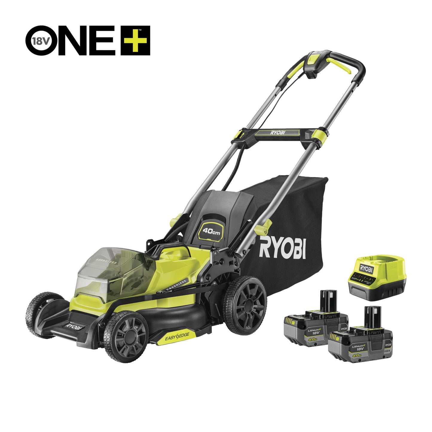 Masina de tuns gazon 18V ONE+ brushless, latime 40 cm, cu 2 acumulatori de 4.0Ah - RY18LMX40C-240