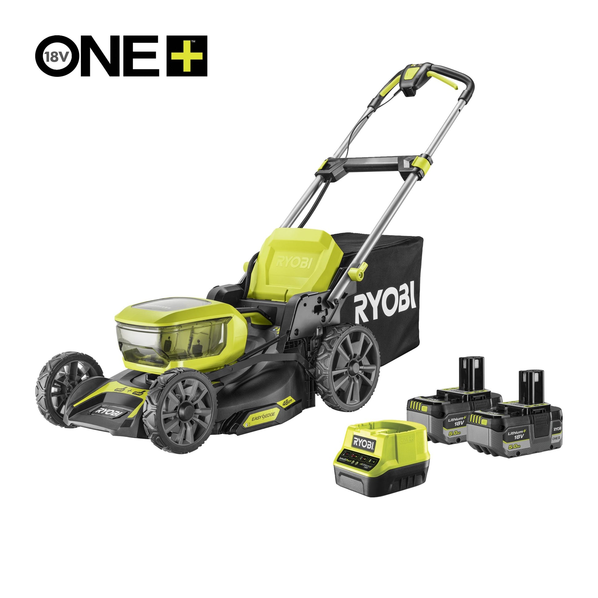 Masina de tuns gazon 18V ONE+ brushless, latime 46 cm, cu 2 acumulatori de 5.0Ah - RY18LMX46A-250