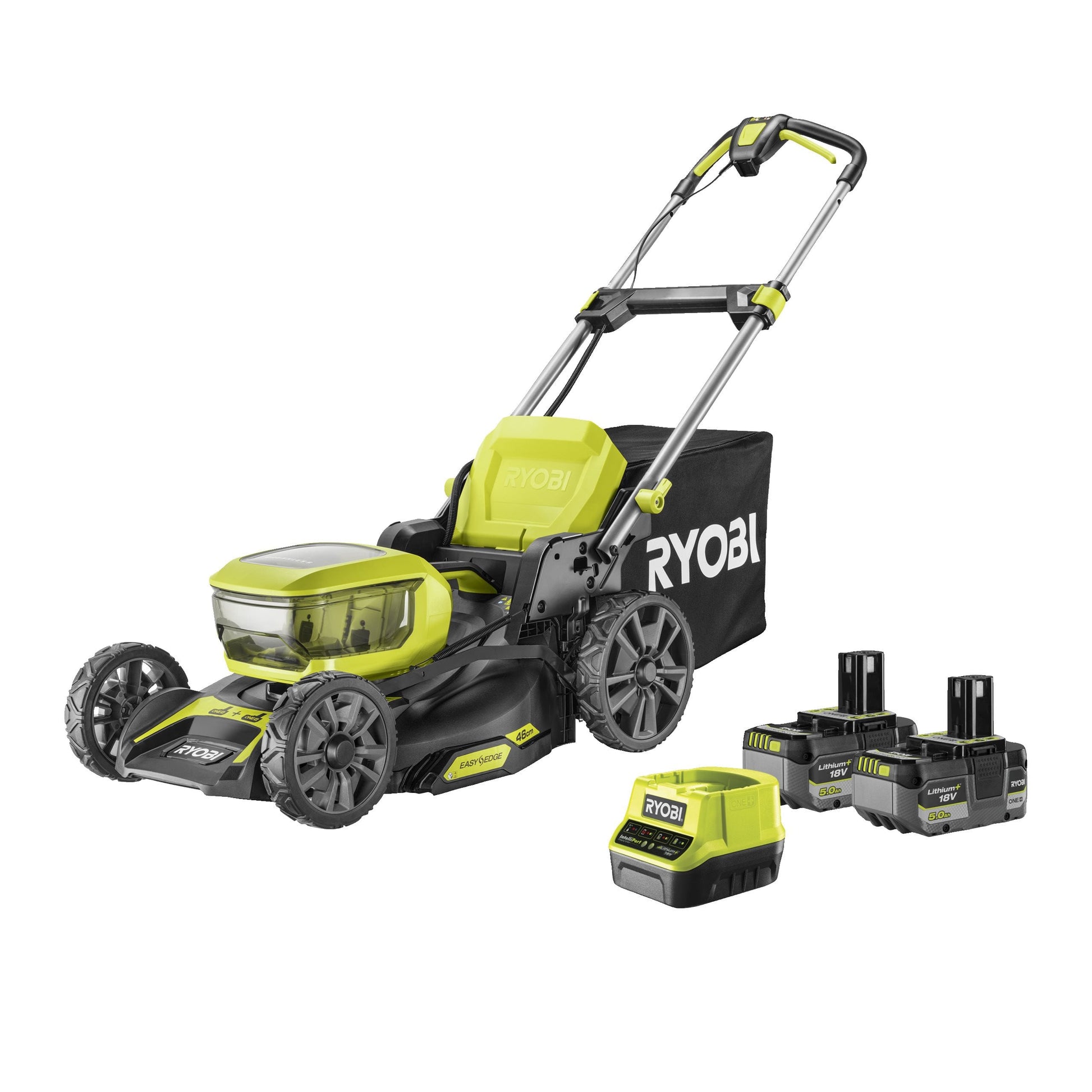 Masina de tuns gazon 18V ONE+ brushless, latime 46 cm, cu 2 acumulatori de 5.0Ah - RY18LMX46A-250