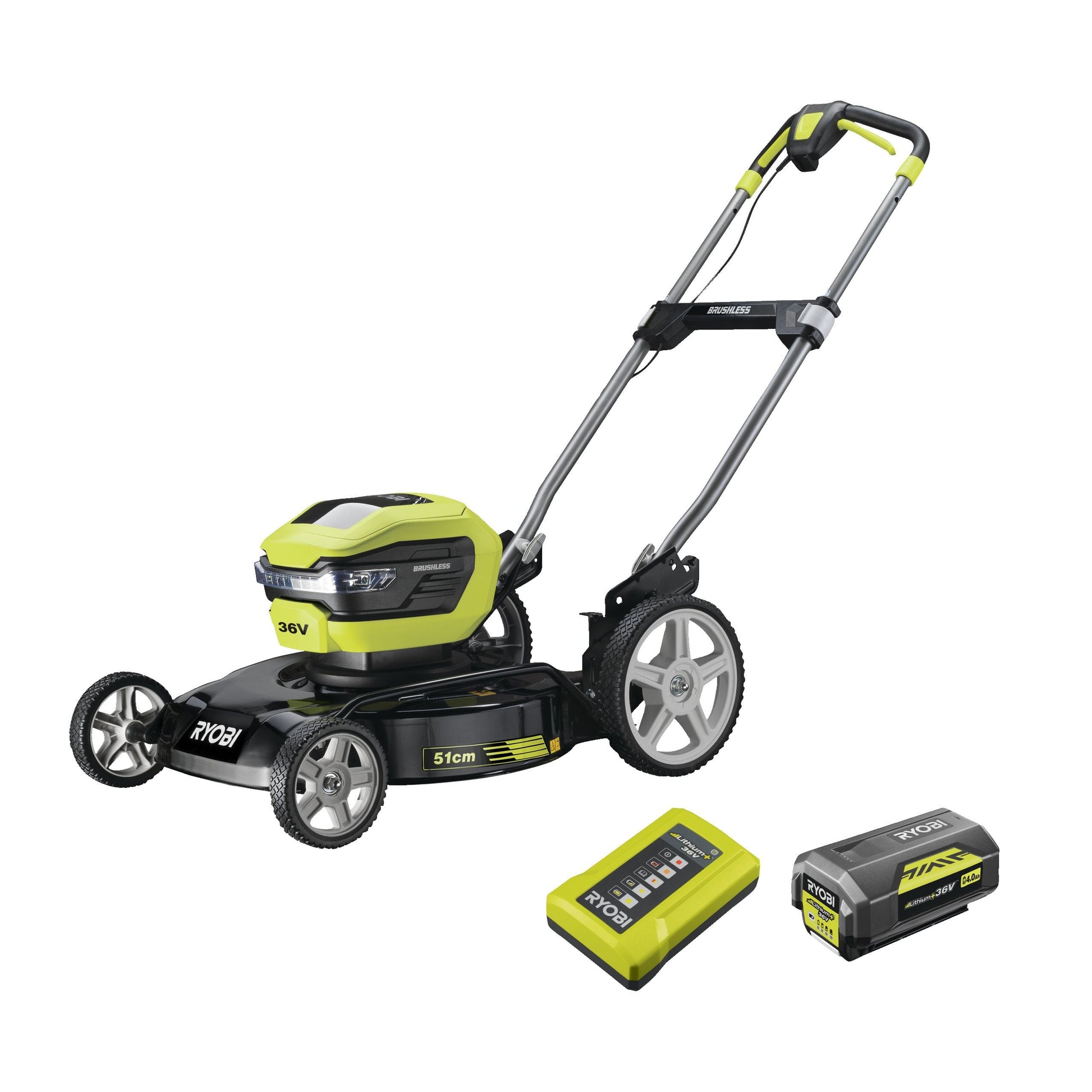 Masina de tuns gazon / mulcire 36V MAX POWER, motor fara perii, punte 51cm, cu acumulator 4.0Ah - RY36LMMX51A-140