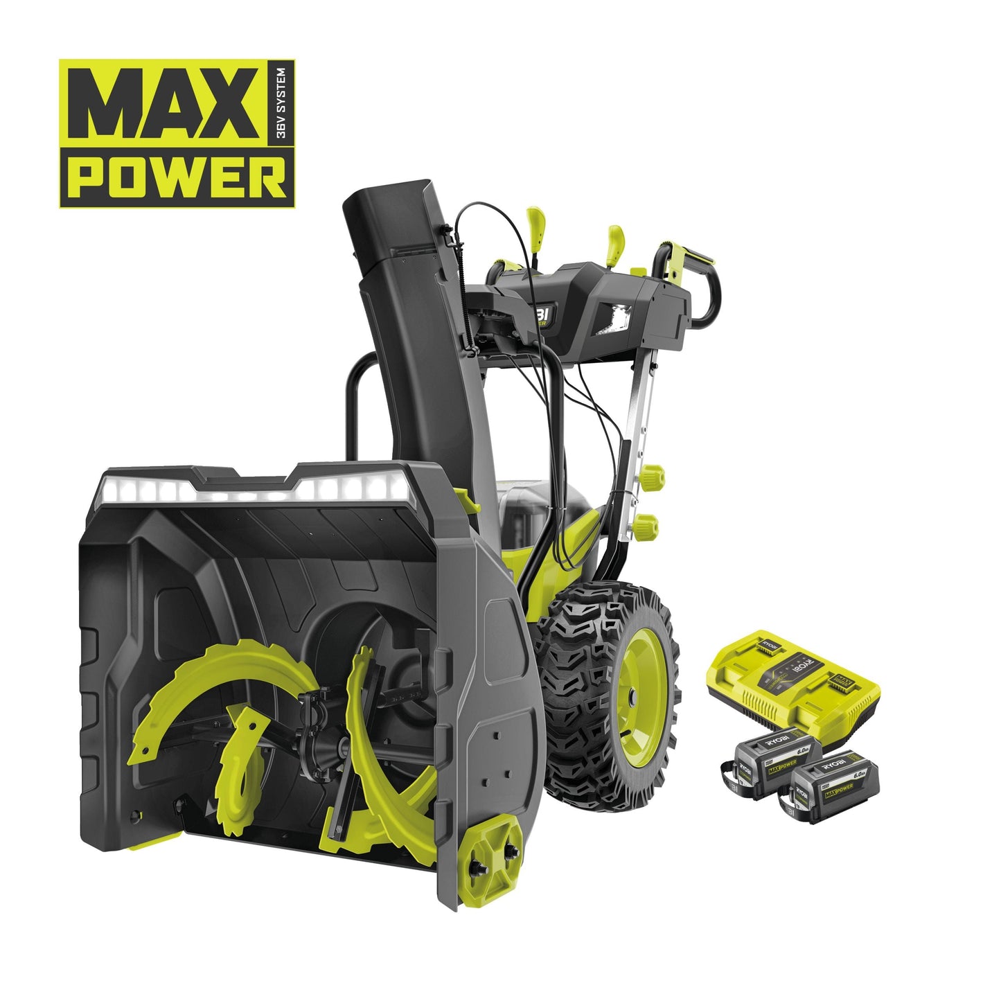 Freza de zapada 36V MAX POWER, motor fara perii, latime 61 cm, cu 2 acumulatori de 6.0Ah - RY36STX61A-260F