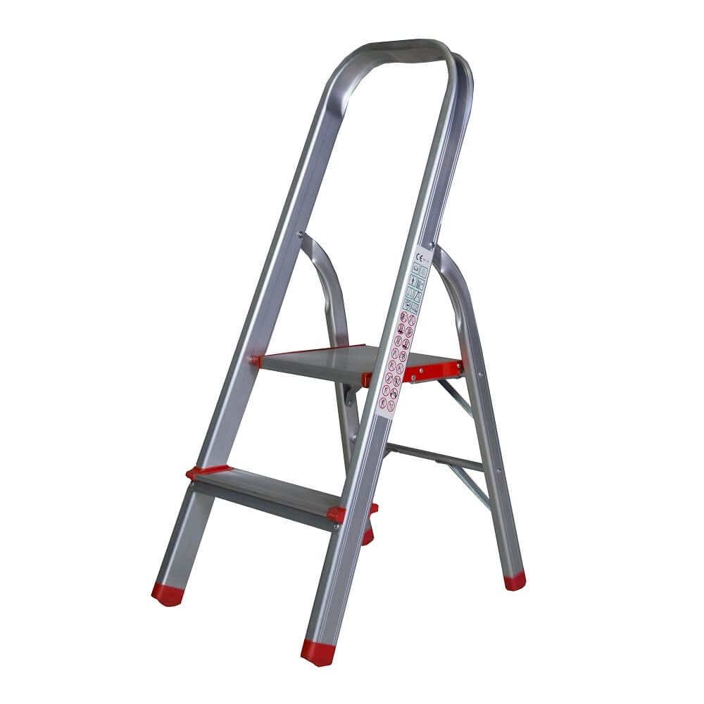 RS Scara aluminiu BISONTE STR0102 2 trepte, inaltime maxima 92 cm pentru interior