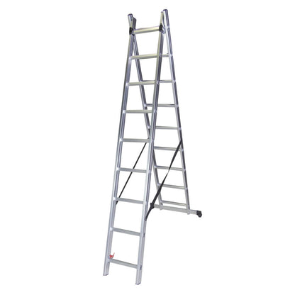 Scara dubla aluminiu BISONTE STR209 2 x 9 trepte inaltime maxima 4.25 m