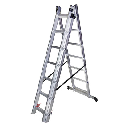 Scara tripla aluminiu BISONTE STR307 3 x 7 trepte inaltime maxima 4.21 m