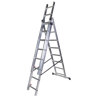 Scara tripla aluminiu BISONTE STR308 3 x 8 trepte inaltime maxima 5.03 m