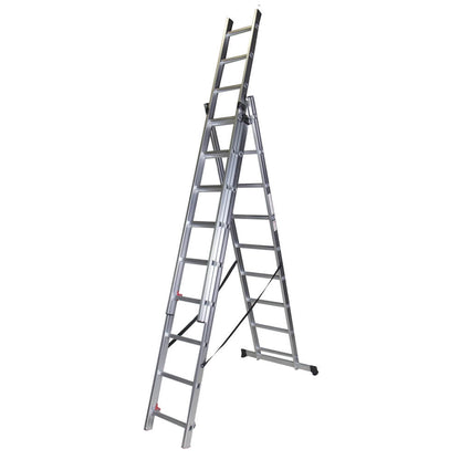 Scara tripla aluminiu BISONTE STR309 3 x 9 trepte inaltime maxima 5.89 m
