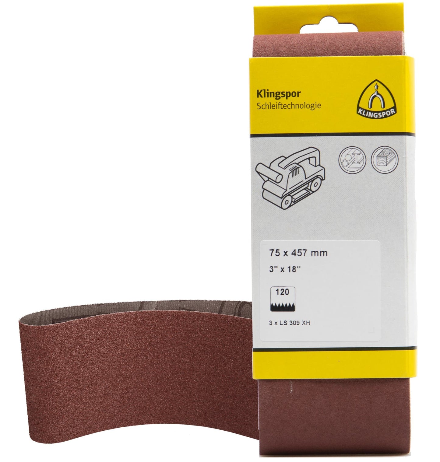 Banda abraziva ingusta, pentru lemn / metale, LS 309 XH, F5, 75 x 457 mm, granulatie 100
