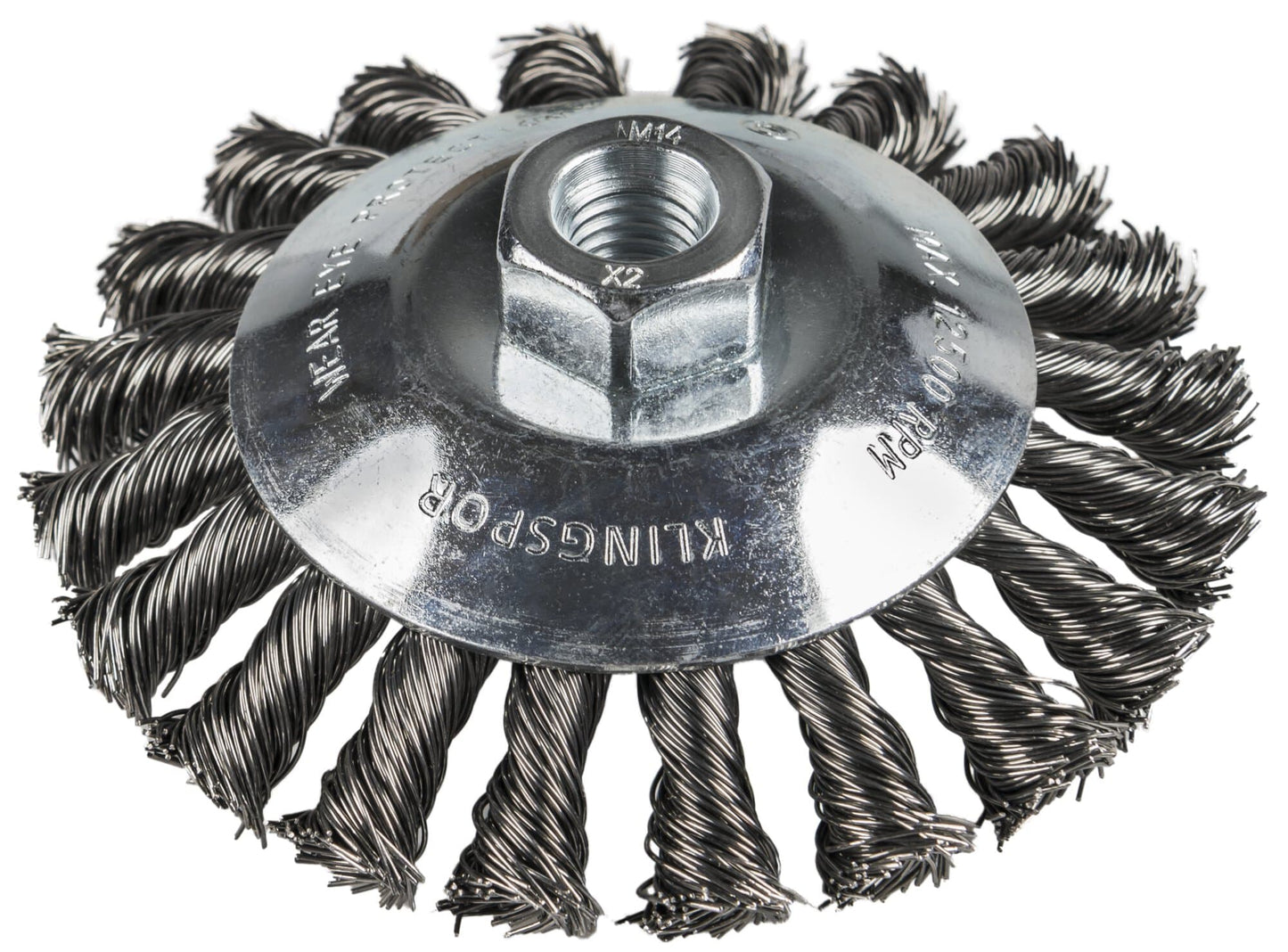 Perie cupa, cu alezaj, pentru decapare inox, M14, BK 600 Z, diametru 115 mm