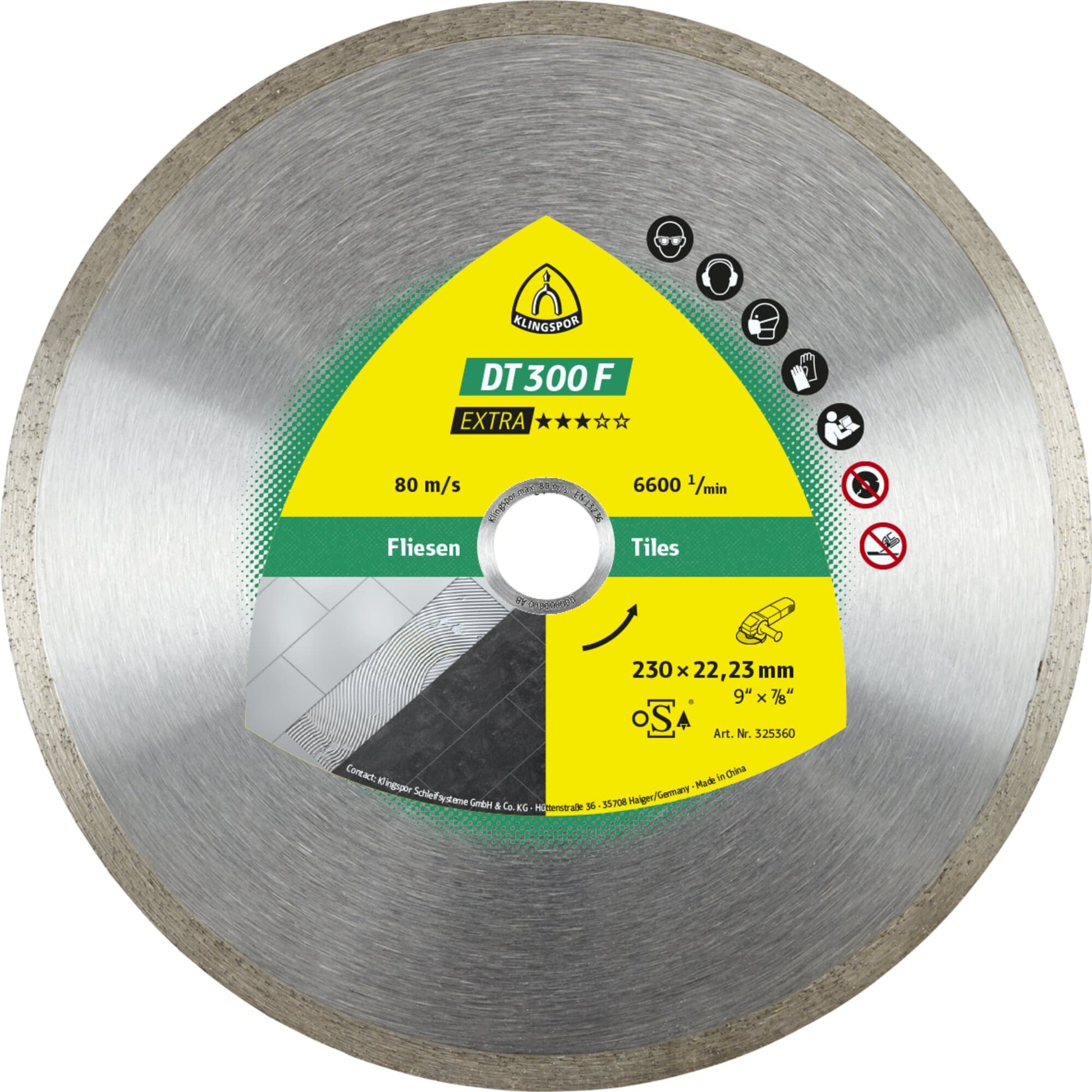 Disc diamantat, continuu, pentru debitare placi ceramice, DT 300 F Extra, 115 x 22.23 x 1.60 mm