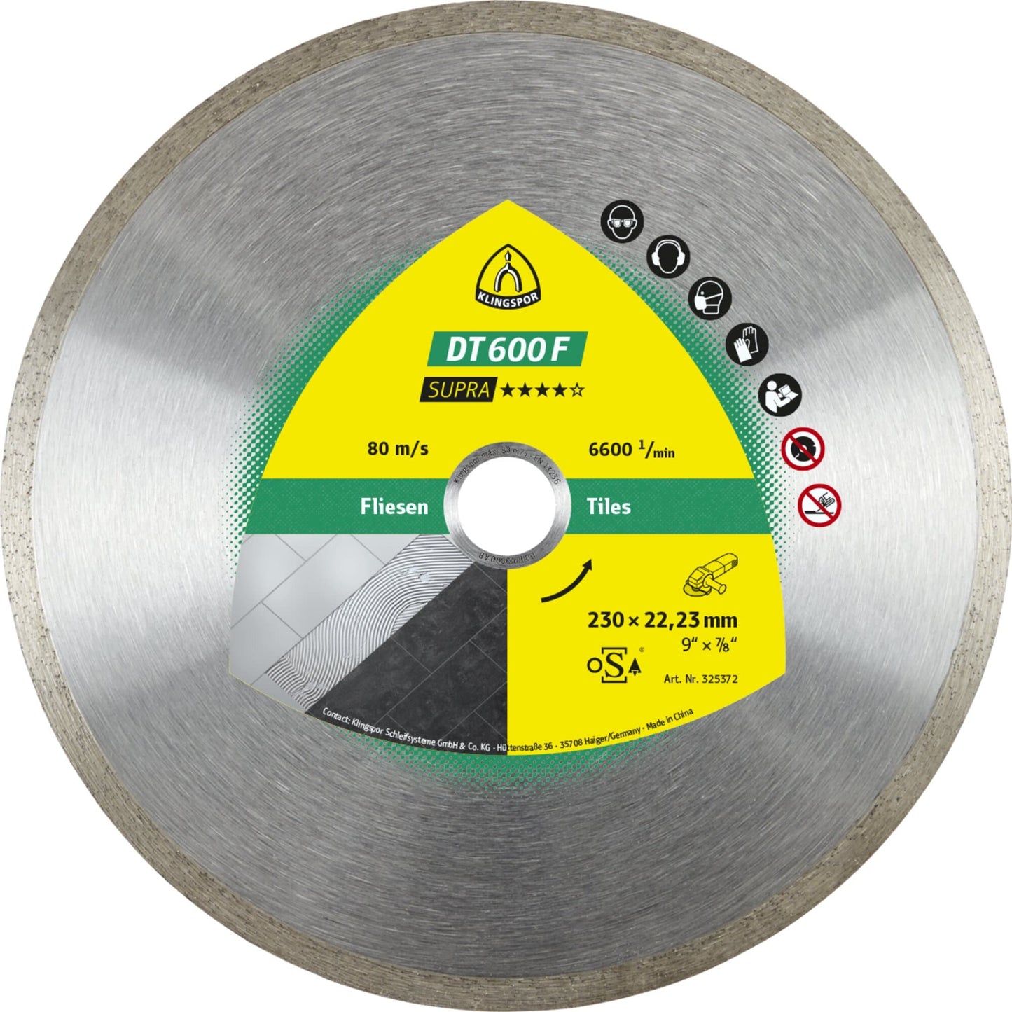 Disc diamantat, continuu, pentru debitare placi ceramice / granit / teracota, DT 600 F Supra, 200 x 30 x 1.9 mm