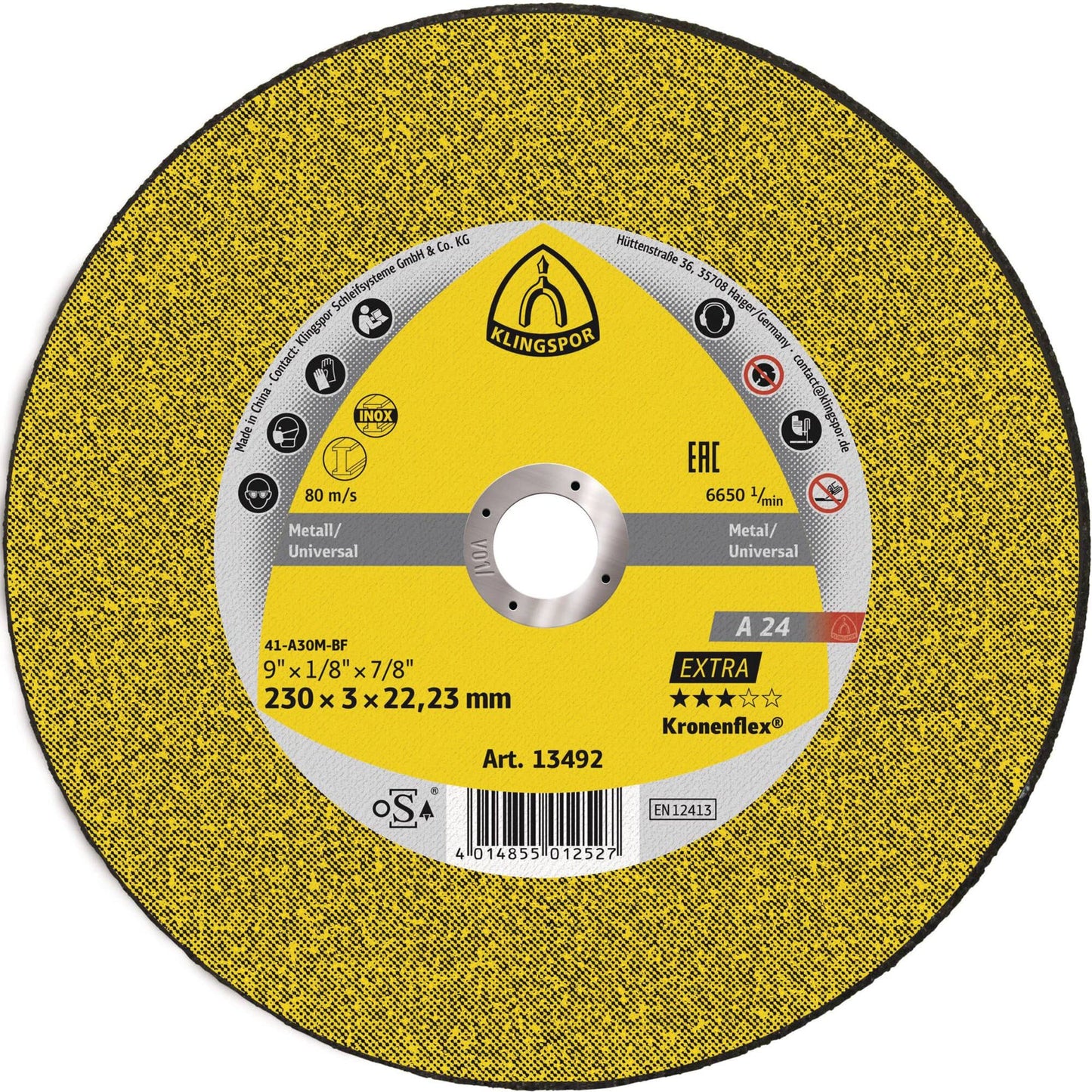 Disc polizare metal, A 24 Extra, 125 x 22.23 x 6 mm