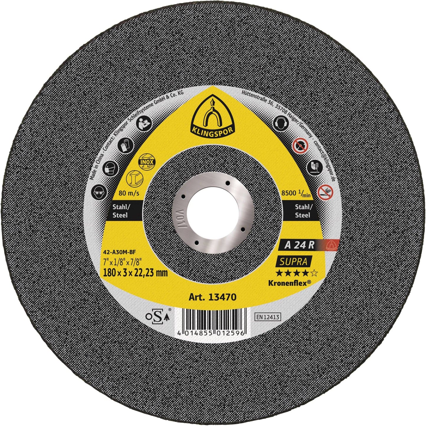 Disc polizare otel, A 24 R Supra, 125 x 22.23 x 4 mm