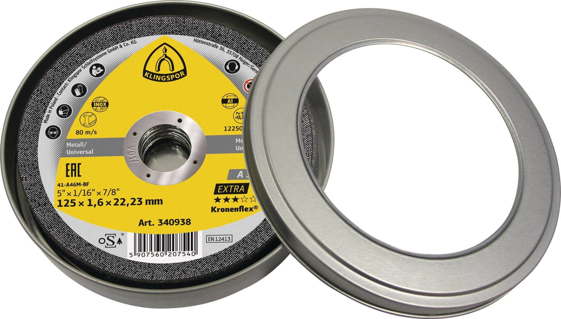Disc debitare inox si metal, A 346 Extra, 125 x 22.23 x 1.6 mm